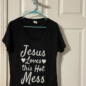 Port and Company Black Tee - Jesus Loves This Hot Mess